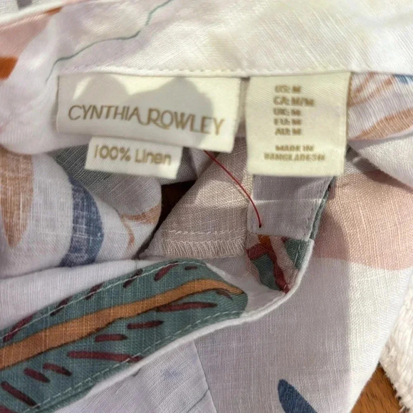Cynthia Rowley 100% linen leaf back button down size Medium never worn - Picture 6 of 6
